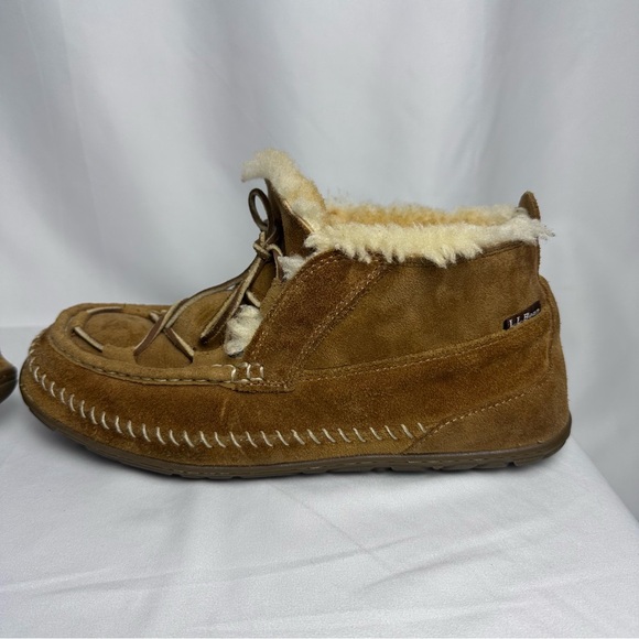 LL Bean Men's Wicked Good Lodge Chukkas Booties Moccasins Brown Size 10 Medium - Picture 8 of 14